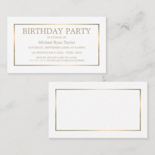 Modern & Sleek, White/Gold Birthday Party Ticket