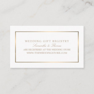 Modern & Sleek, White & Gold, Gift Registry Enclosure Card