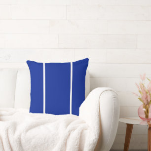 Modern Sleek White Stripes Royal Blue Background Throw Pillow