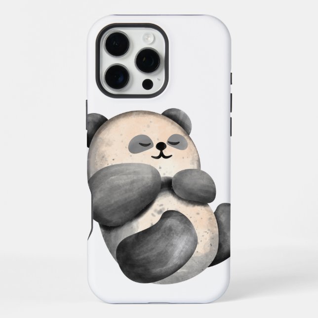 Modern Sleepy Watercolor Panda iPhone Case (Back)