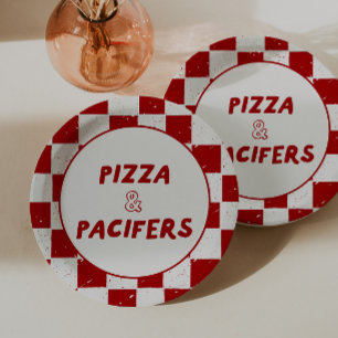 Modern Slice Slice Baby Italian Red Chequered Paper Plate