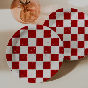 Modern Slice Slice Baby Italian Red Chequered Paper Plate