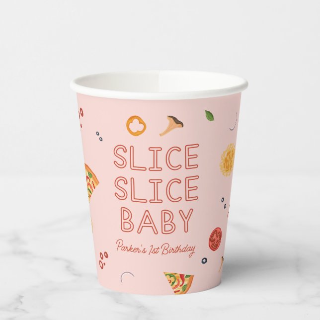 Modern Slice Slice Baby Pizza Party  Paper Cups (Left)