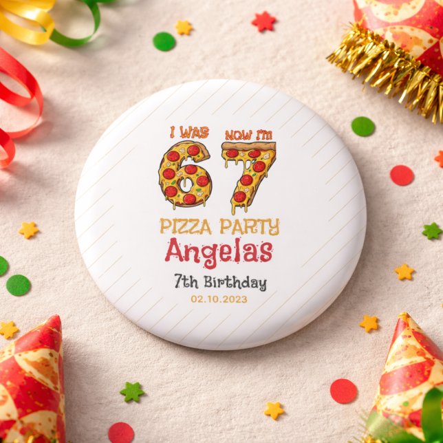 Modern Slice Slice Boy Six Seven Birthday Party 1 Inch Round Button (Modern Slice Slice Boy Six Seven Birthday Party Button)