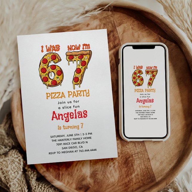 Modern Slice Slice Boy Six Seven Birthday Party Invitation (Modern Slice Slice Boy Six Seven Birthday Party Invitation
)