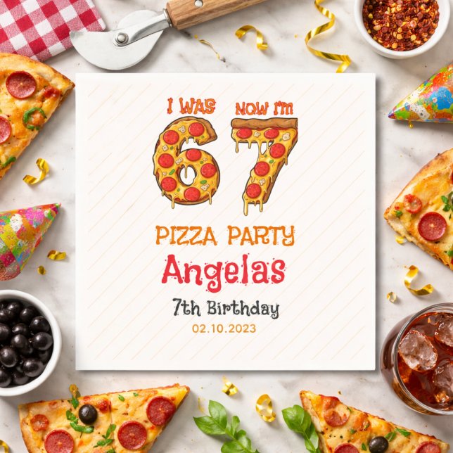 Modern Slice Slice Boy Six Seven Birthday Party Napkin (Modern Slice Slice Boy Six Seven Birthday Party Napkins)