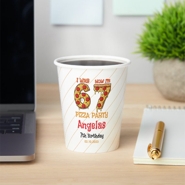 Modern Slice Slice Boy Six Seven Birthday Party Paper Cups (Insitu)