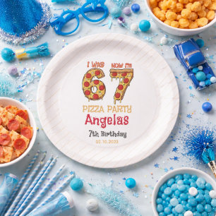 Modern Slice Slice Boy Six Seven Birthday Party Paper Plate