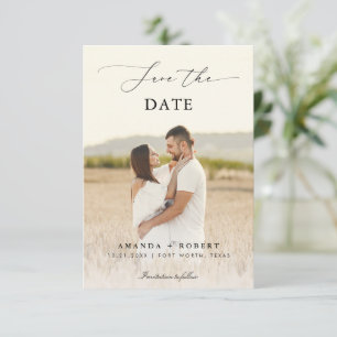 Modern Slightly Faded Photo & Script Wedding Save The Date