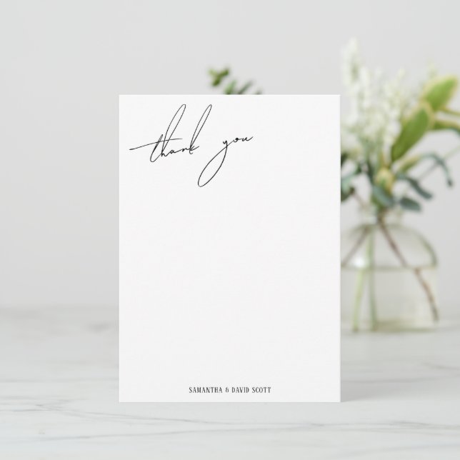 Modern Slim Elegant Calligraphy Simple Thank You Card (Standing Front)