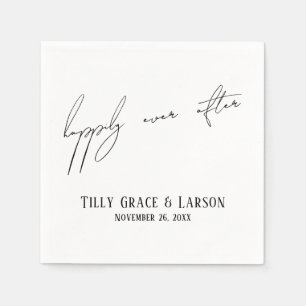 Modern Slim Handwriting Simple Happily Ever After Napkin