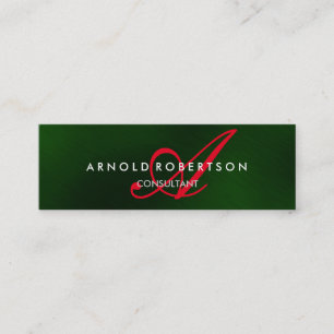Modern Slim Monogram Green Trendy Business Card