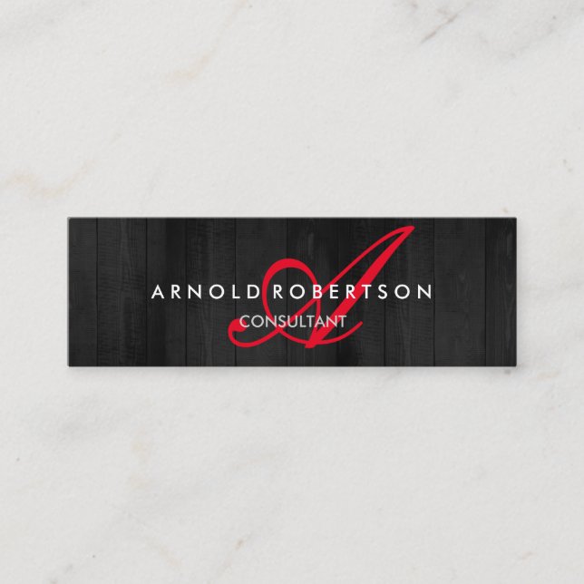 Modern Slim Monogram Trendy Floor Grey Plain Mini Business Card (Front)