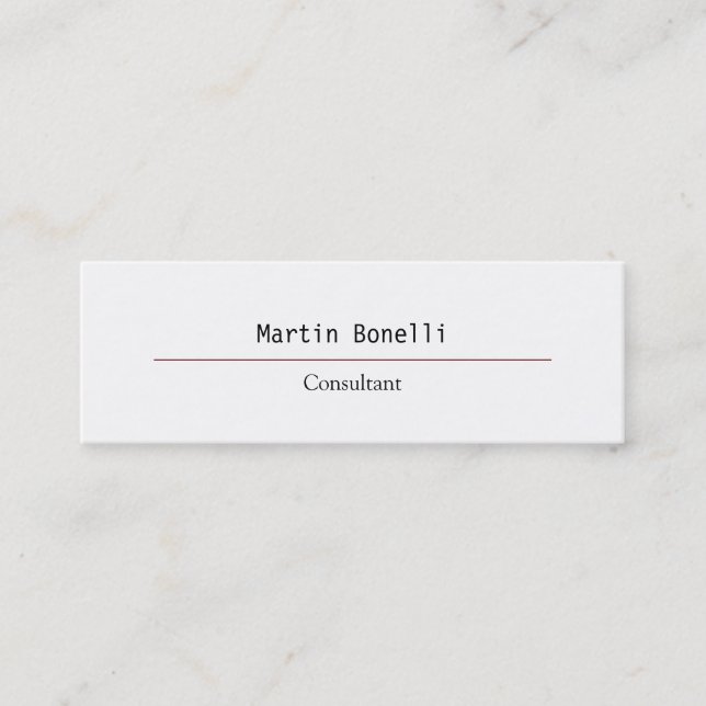 Modern Slim Simple Plain White Mini Business Card (Front)