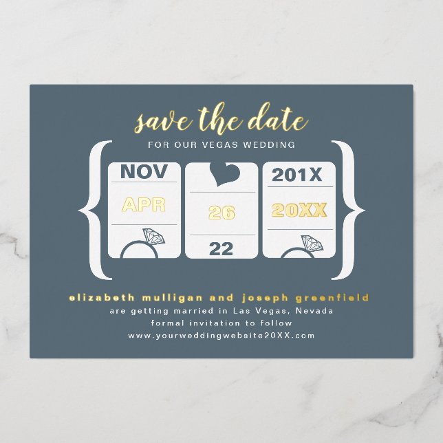 Modern Slot Machine Wedding Save the Date (Front)