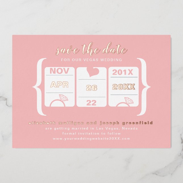 Modern Slot Machine Wedding Save the Date Foil Inv (Front)