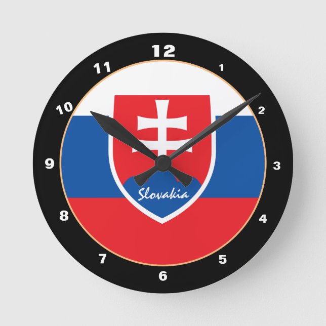 Modern Slovakia Flag & Slovakia Home / design Round Clock (Front)
