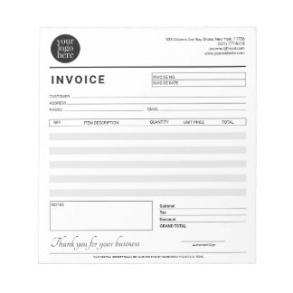Modern Small Business Invoice Sales Receipt Grey Notepad