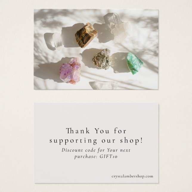 Modern small crystal shop thank you, discount card (Front & Back)