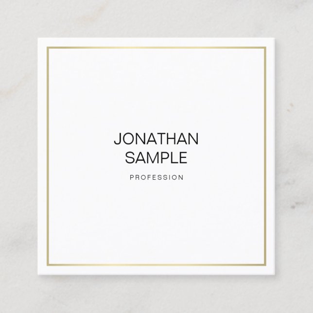 Modern Smart Design Professional Elegant Gold Look Square Business Card (Front)