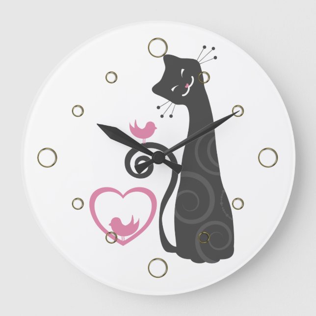 Modern Smiling Cat Wall Clock (Front)