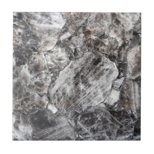 Modern Smokey Quartz Crystal Gemstone Print Tile (Front)