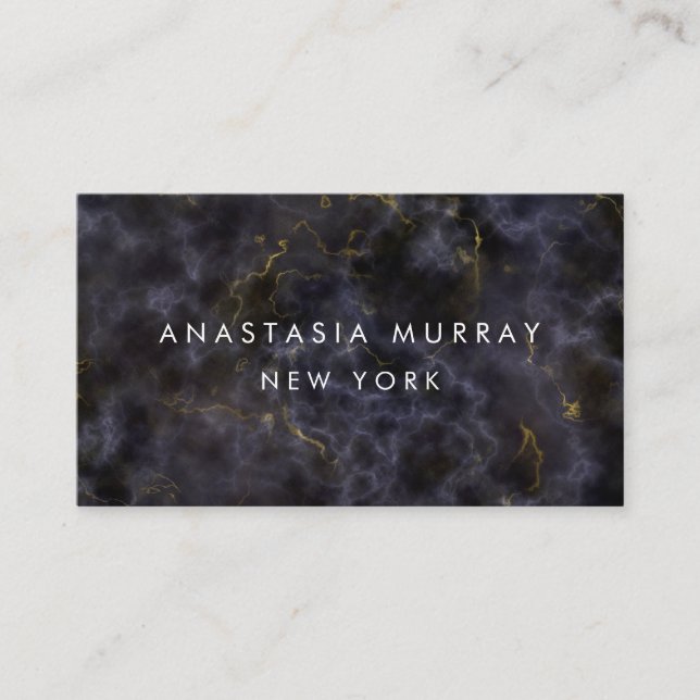Modern Smoky Black White Marble Minimalist Luxury Business Card (Front)