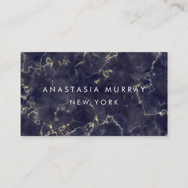 Modern Smoky Black White Marble Minimalist Luxury Business Card (Front)