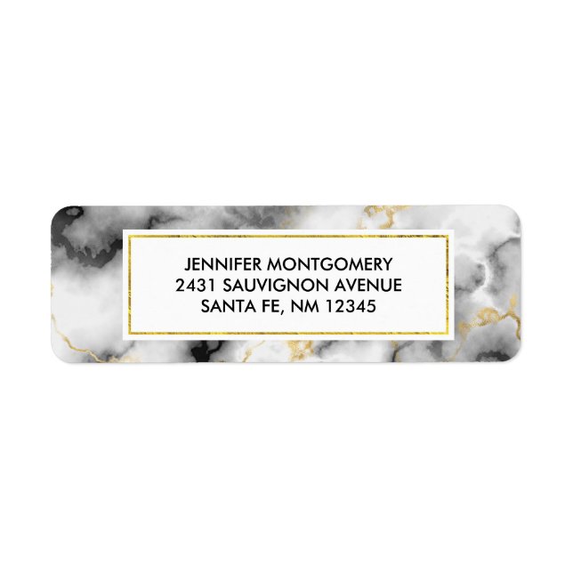 Modern Smoky Grey Marble with Gold Ribbon (Front)