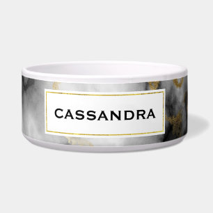Modern Smoky Grey Marble with Gold Ribbon