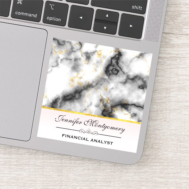 Modern Smoky Grey Marble with Gold Ribbon (Detail)