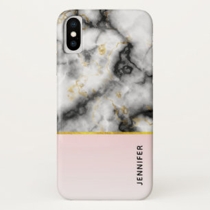 Modern Smoky Grey Marble with Gold Ribbon Case-Mate iPhone Case