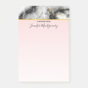 Modern Smoky Grey Marble with Gold Ribbon Post-it Notes