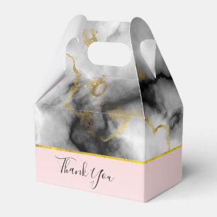 Modern Smoky Grey Marble with Gold Ribbon Wedding Favor Box