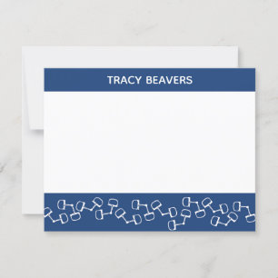 Modern Snaffle Bit Horse Note Card - Navy