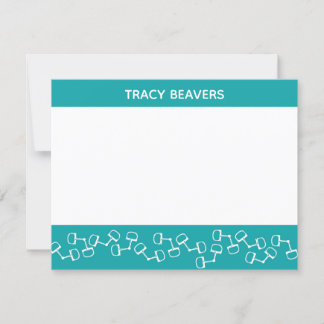 Modern Snaffle Bit Horse Note Card - Teal
