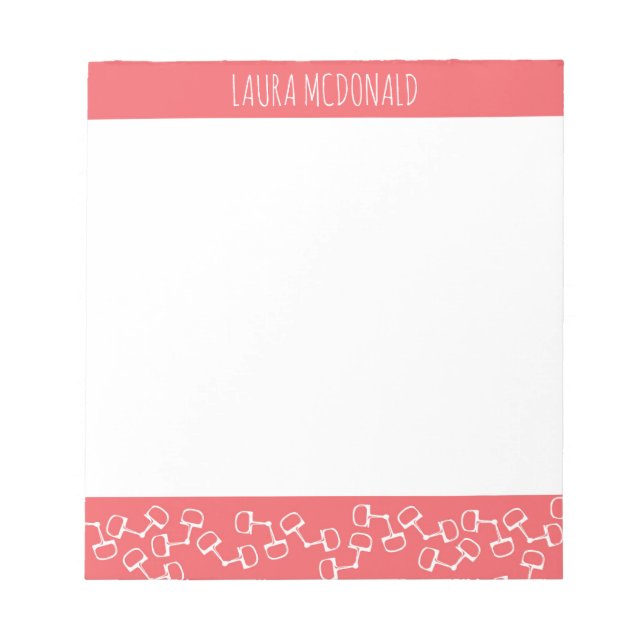 Modern Snaffle Bit Horse Notepad - Coral (Front)