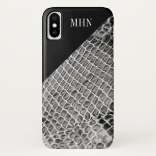 Modern Snake Skin Black Colour Block   Monogram Case-Mate iPhone Case