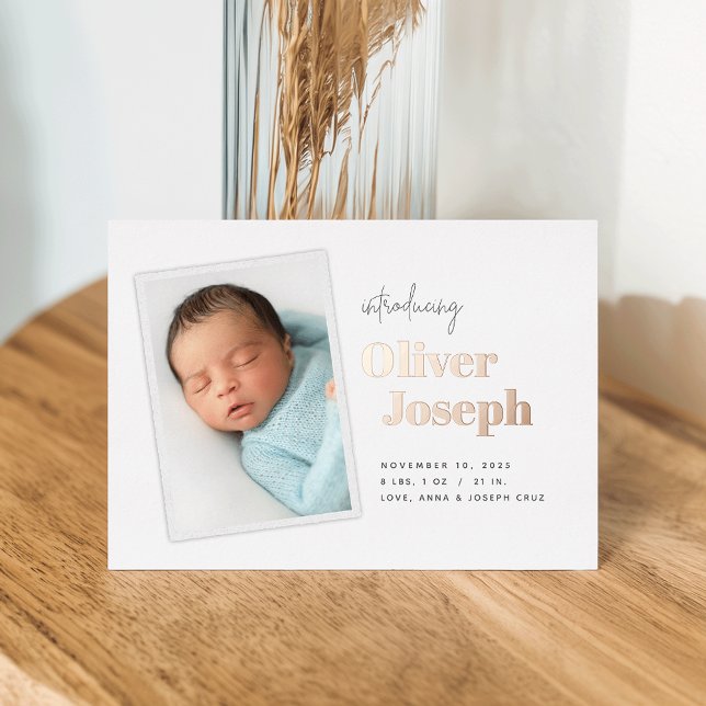 Modern Snapshot | Foil Birth Announcement (Creator Uploaded)