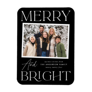 Modern Snapshot Merry and Bright Photo Magnet