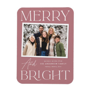 Modern Snapshot Merry and Bright Photo Magnet