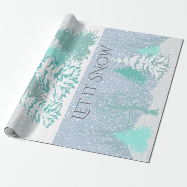 Modern Snow Christmas Tree CHANGE COLOR Wrapping Paper (Unrolled)