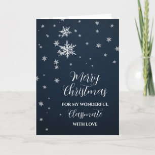 Modern Snow Classmate Merry Christmas Card