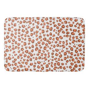 Modern Snow Leopard Animal Print Pattern Red Bath Mat