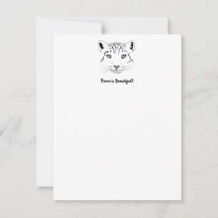 Modern Snow Leopard Drawing Fierce is Beautiful Card