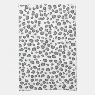 Modern Snow Leopard Pattern Animal Print Kitchen Towel