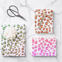 Modern Snow Leopard Red Pink Green Animal Print