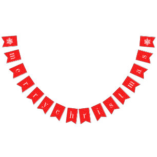Modern snow Merry Christmas Bunting Flags