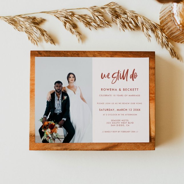 Modern snow pink We still do Vow renewal photo Invitation (Creator Uploaded)