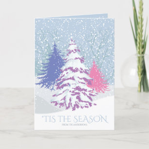 Modern Snow Tree CHANGE COLOR Christmas Holiday Card